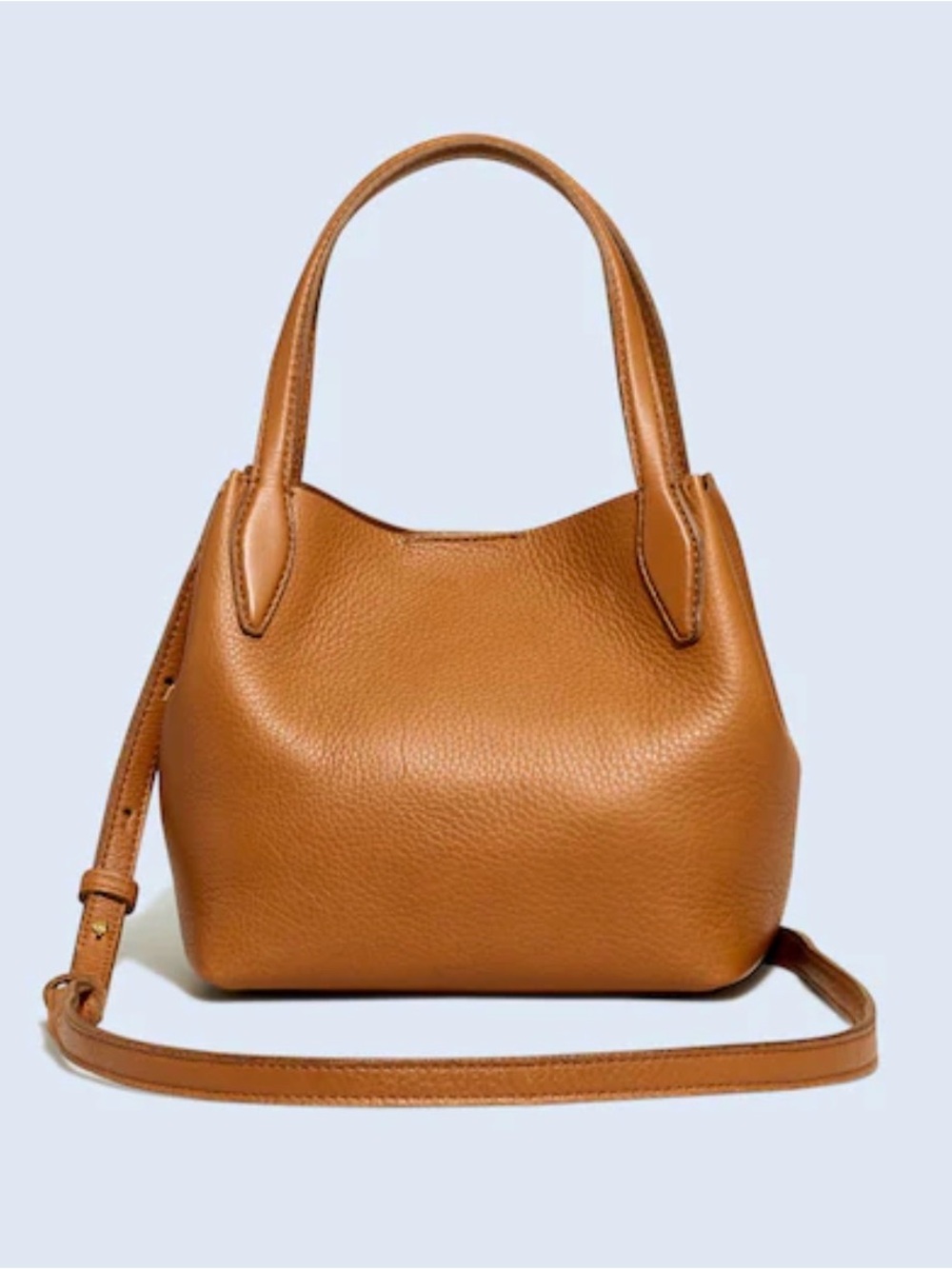 $138 Madewell The Mini Shopper Tote in Soft Grain Pebbled Leather In Sepia
